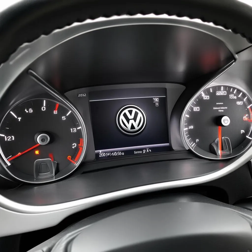 2012 VW Polo dashboard with a warning light